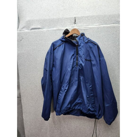 Timberland Performance Blue Nylon Pullover Jacket With Hood XL - Picture 1 of 5